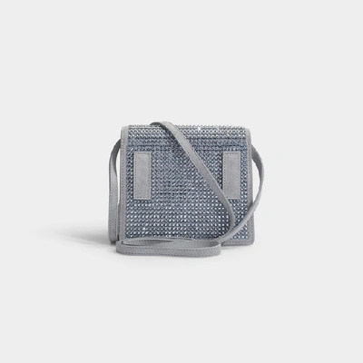 Shop Off-white Crystal Jitney 0.7 Bag In Metallic Leather And Crystals