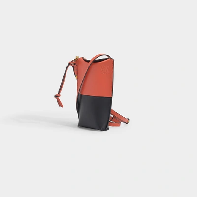 Shop Loewe Multi Shoulder Pouch In Vermillion And Black Calfskin