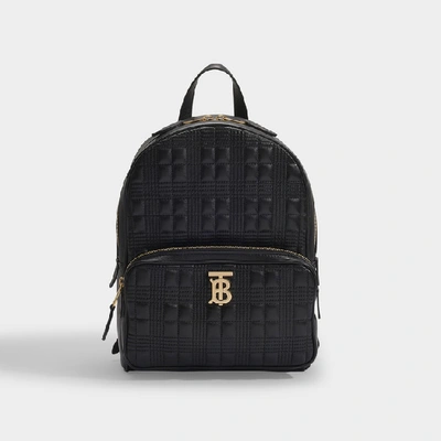 Shop Burberry Tb Backpack In Black Quilted Lamb Leather