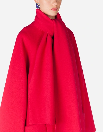 Shop Dolce & Gabbana Woolen Cloth Coat With Scarf In Red