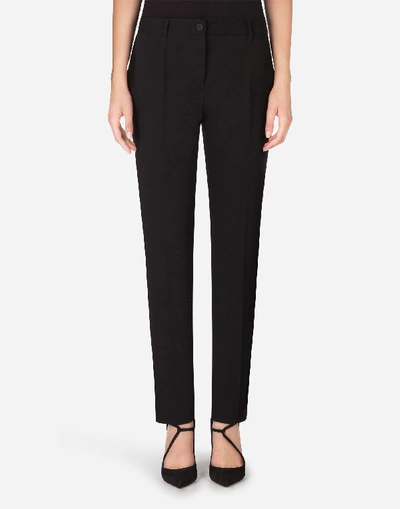 Shop Dolce & Gabbana Low-rise Woolen Fabric Trousers In Black