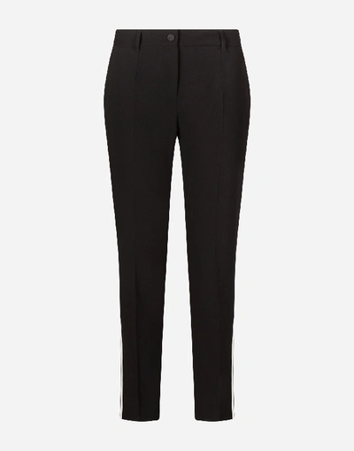 Shop Dolce & Gabbana Low-rise Woolen Fabric Trousers In Black