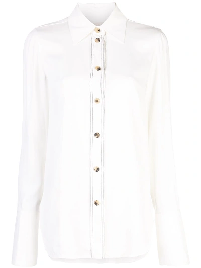 Shop Khaite Long Sleeve Shirt In White