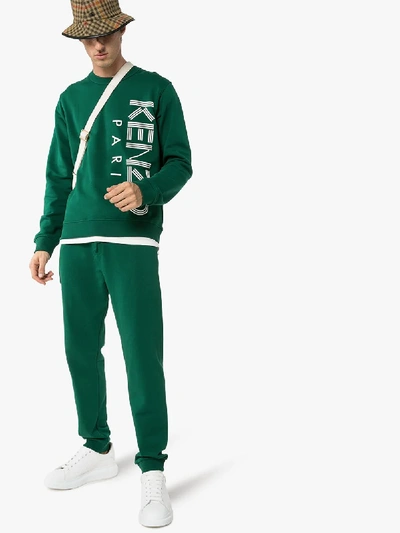 Shop Kenzo Logo Print Track Pants In Green