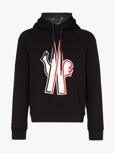 Shop Moncler Grenoble Logo Print Hoodie In Black