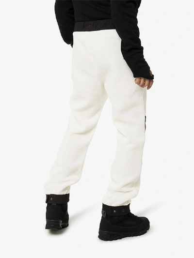 Shop Moncler Grenoble White Logo Print Fleece Trousers