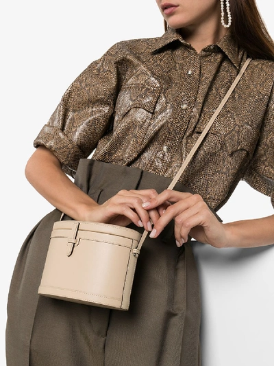 Shop Hunting Season Neutral Square Leather Trunk Bag In Neutrals