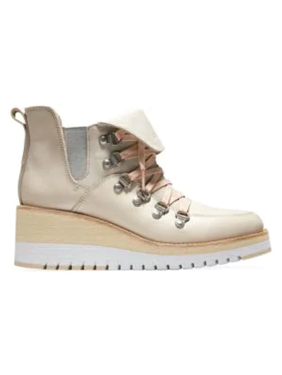 Shop Cole Haan Zerogrand Wedge Leather Hiking Boots In Beige
