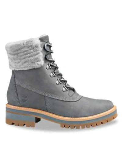 Shop Timberland Courmayeur Valley Waterproof Shearling-lined Suede Hiking Boots In Gargoyle