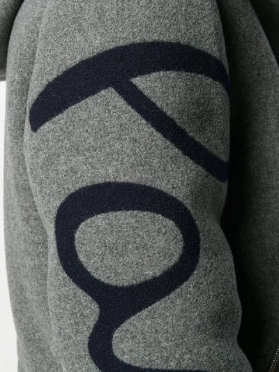 Shop Paul Smith Logo Sleeve Padded Coat In Grey