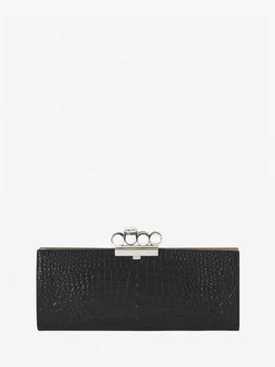 Shop Alexander Mcqueen Punk Four-ring Long Flat Pouch In Black