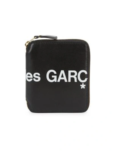 Shop Comme Des Garçons Play Men's Huge Logo Leather Zip Wallet In Black