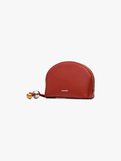 Shop Jil Sander Red J-vision Leather Mini Clutch Bag