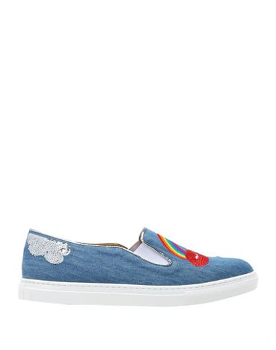 Shop Charlotte Olympia Woman Sneakers Slate Blue Size 6 Soft Leather, Textile Fibers