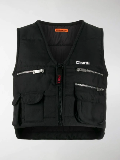 Shop Heron Preston Multi-pocket Zip-up Vest In Black