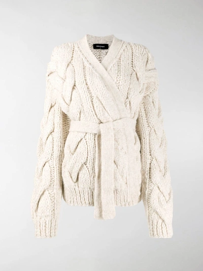 Shop Dsquared2 Chunky Cable Knit Cardigan In White