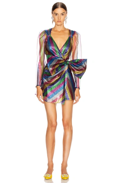 Shop Attico Tulle Striped Mini Dress In Multicolor