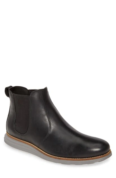 Shop Cole Haan Original Grand Waterproof Chelsea Boot In Black/ Ironstone Leather