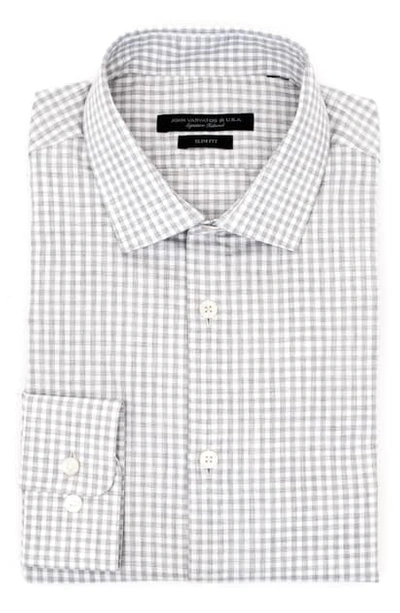 Shop John Varvatos Slim Fit Stretch Check Dress Shirt In Silver