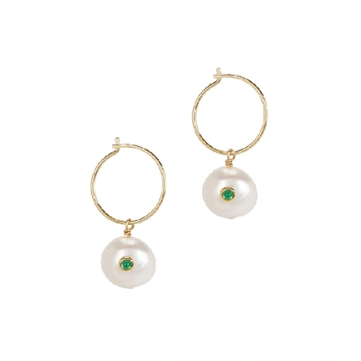 Shop Anni Lu Pearl 18kt Gold-plated Hoop Earrings In Green