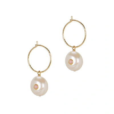 Shop Anni Lu Pearl 18kt Gold-plated Hoop Earrings