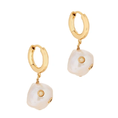 Shop Anni Lu Gertrude Pearl 18kt Gold-plated Hoop Earrings