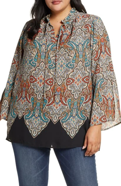 Shop Single Thread Paisley Printed Tunic Top In Cement Print