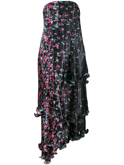 Shop Givenchy Schulterfreies Kleid Mit Blumen-print In 024 Black Pink