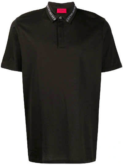 Shop Hugo Boss Logo Tape Polo Shirt In Black
