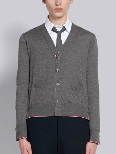 Shop Thom Browne Classic Cashmere V-neck Cardigan In Grey