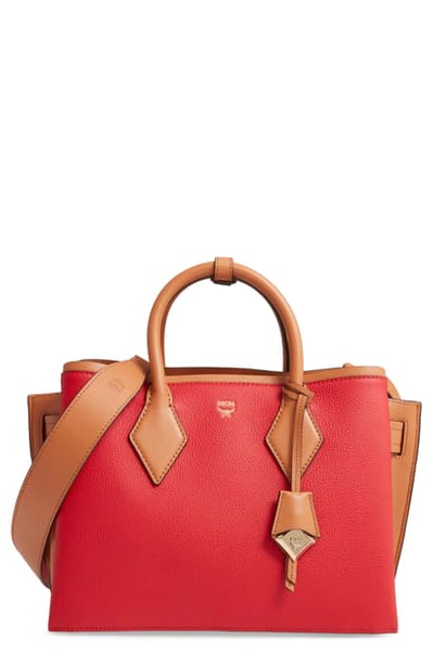 Shop Mcm Medium Neo Milla Park Avenue Leather Tote - Red In Ruby Red