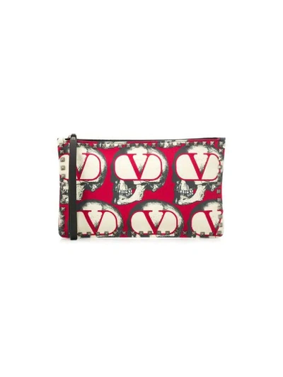 Shop Valentino X Undercover Rockstud Pouch In Red