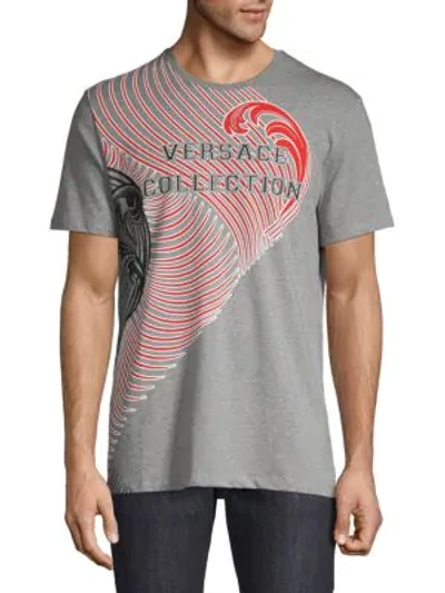 Shop Versace Wave Graphic T-shirt In Grey