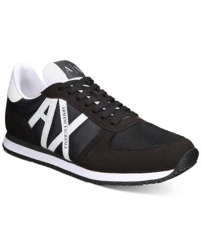 Shop Armani Exchange Men's Retro Logo Low-top Sneakers Men's Shoes In Black/blue