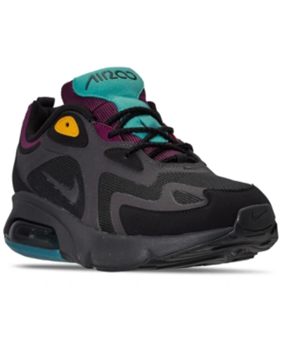 Shop Nike Men's Air Max 200 Running Sneakers From Finish Line In Black/anthracite-bordeaux