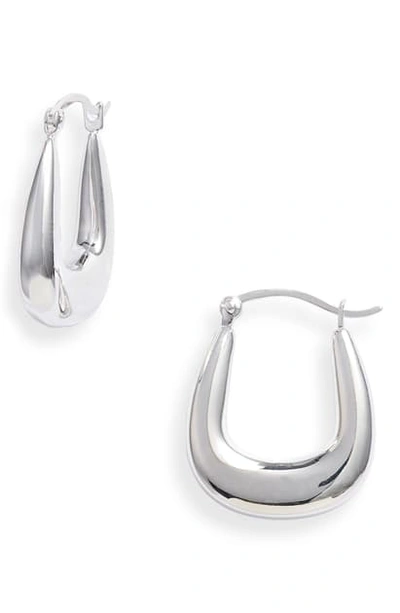 Shop Argento Vivo Rectangular Hoop Earrings In Silver