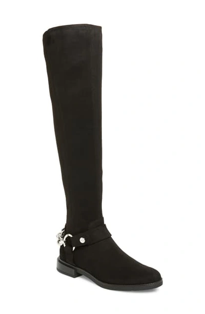 Shop Calvin Klein Akia Over The Knee Boot In Black Stretch Suede