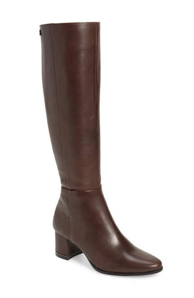 Shop Calvin Klein Freeda Knee High Boot In Coffee Bean Leather