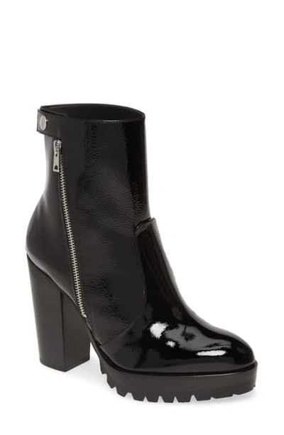 Shop Allsaints Ana Bootie In Black Patent Leather