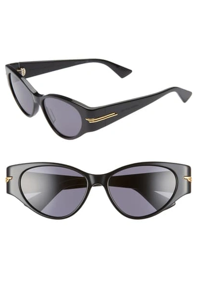 Shop Bottega Veneta 55mm Cat Eye Sunglasses - Black/ Grey
