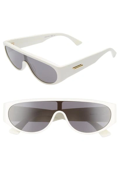 Shop Bottega Veneta 99mm Shield Sunglasses In Ivory/ Grey