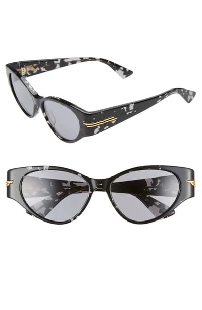 Shop Bottega Veneta 55mm Cat Eye Sunglasses In Havana Black/ Grey