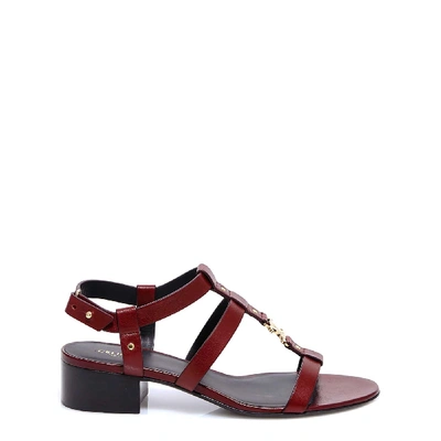 Shop Celine Triomphe Sandals In Red