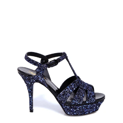 Shop Saint Laurent Tribute Sandals In Blue