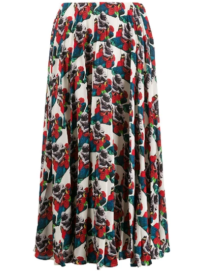 Shop Valentino Skirt In Avorio/multicolor