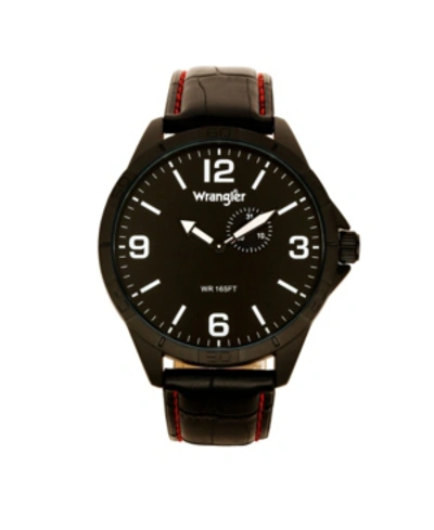 Shop Wrangler Men's Watch, 48mm Ip Titanium Case With Titanium Dial, Second Hand Subdual, Black Strap With Red Sti