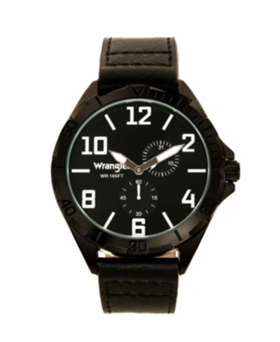 Shop Wrangler Men's Watch, 48mm Ip Black Case With Black Sunray Dial, White Applied Arabic Markers, Rugged Texture
