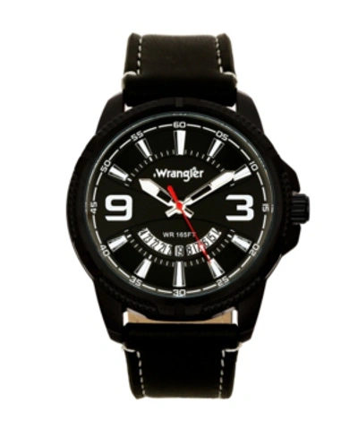 Shop Wrangler Men's Watch, 48mm Black Ridged Case With Black Zoned Dial, Outer Zone Is Milled With White Index Mar