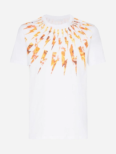 Shop Neil Barrett T-shirt In Cotone Con Stampa Fulmini
