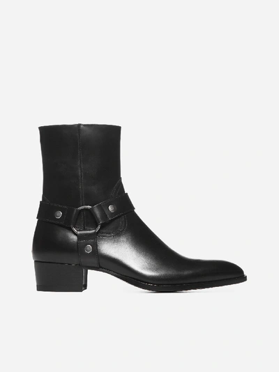 Shop Saint Laurent Wyatt Leather Boots